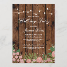 Convite Festa de aniversário Rústica Palha De Coral Convit