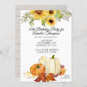 Convite Festa de aniversário Rústica Pumpkin Folha de Gira