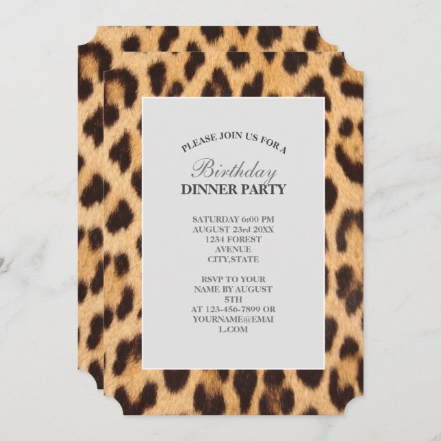 Convite festa de aniversário safari de impressão-leopardo- (Frente/Verso)