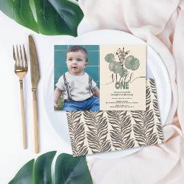 Convite Festa de aniversário Safari Giraffe de Foto Única 