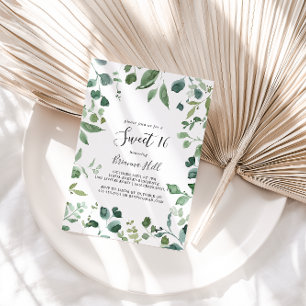 Convite Festa de aniversário Script Green Foliage Sweet 1