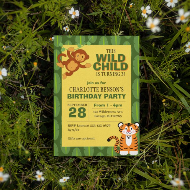 Convite Festa de aniversário Selvagem de Crianças Selvagen (Criador carregado)
