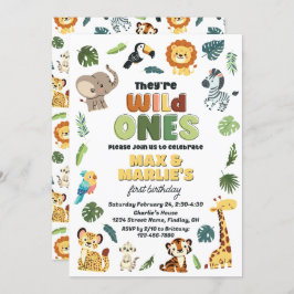 Convite Festa de aniversário Selvagem de Zoo Safari, Gêmeo