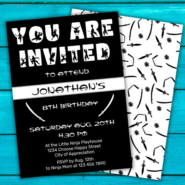 Convite Festa de aniversário Silhouter do Guerreiro de Cri (Criador carregado)