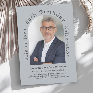 Convite Festa de aniversário Simple Photo Arch 60th