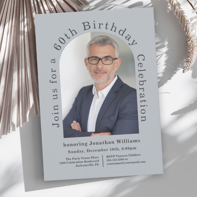 Convite Festa de aniversário Simple Photo Arch 60th (This trendy birthday invitation is available as digital download or printed invitations!)