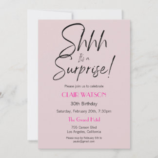 Convite Festa de aniversário Simples De Surpresa Preta E B