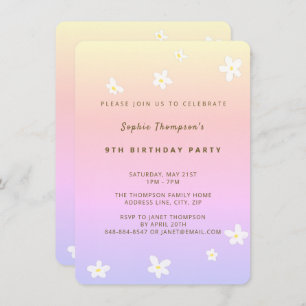 Convite Festa de aniversário Simples do Arco-Íris Trendy D