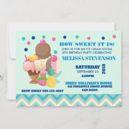 Convite Festa de aniversário social Sorvete