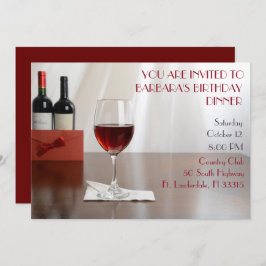 Convite Festa de aniversário sofisticada de vinho tinto