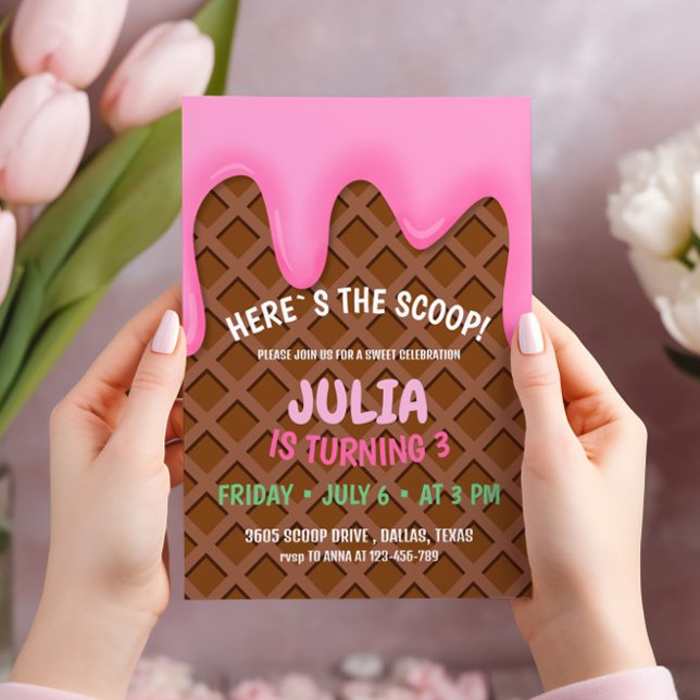 Convite Festa de aniversário sorvete (Criador carregado)