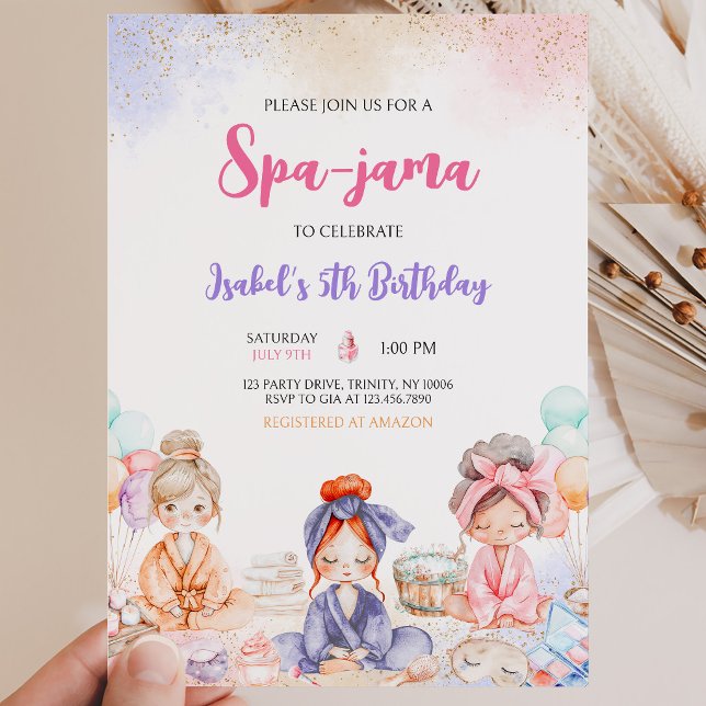 Convite Festa de Aniversário Spa-jama (Criador carregado)
