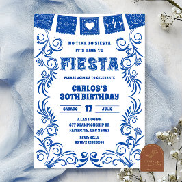 Convite Festa de Aniversário Spanish Blue Talavera