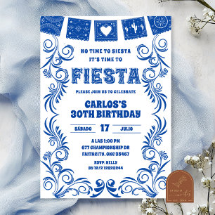 Convite Festa de Aniversário Spanish Blue Talavera