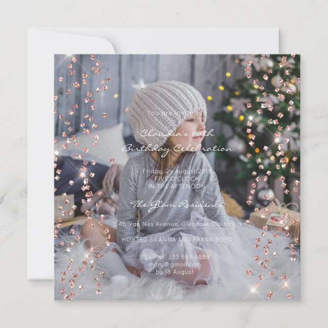 Convite Festa de aniversário Spark Foto Formal Confetti Sp (Frente)