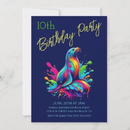 Convite Festa de Aniversário - Splash do Leão-Marinho Colo