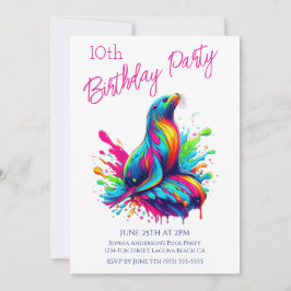 Convite Festa de Aniversário - Splash do Leão-Marinho Colo