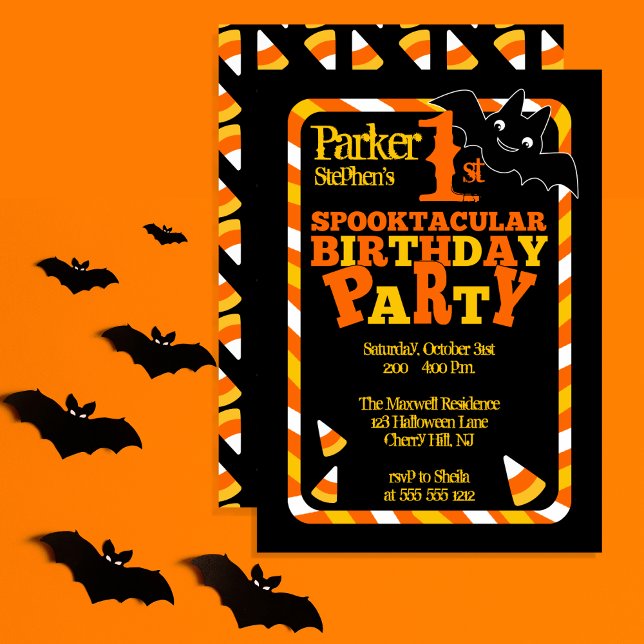 Convite Festa de aniversário Spooktacular do Halloween 1 r (Halloween 1st Spooktacular Birthday Party Invitation)