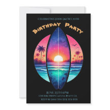 Festa de aniversário surfboard em um Sunset