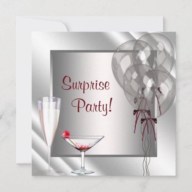 Convite Festa de Aniversário Surpresa Balões Coloridos Ver (Frente)