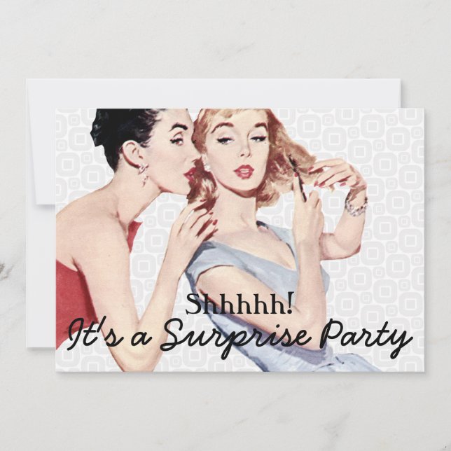 Convite Festa de aniversário Surpresa da Retro dos anos 50 (Frente)