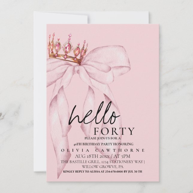 Convite festa de aniversário Surpresa do Arco 40th Dusty (Frente)