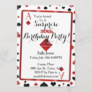 Convite Festa de aniversário Surpresa do Casino de Las Veg