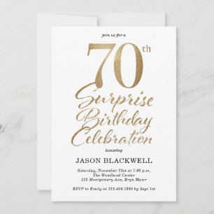 Convite Festa de aniversário surpresa Dourada