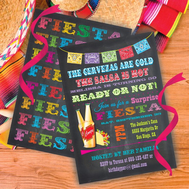 Convite Festa de aniversário surpresa Fiesta mexicana (Criador carregado)