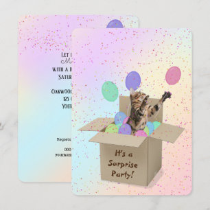 Convite Festa de aniversário surpresa gato Bengala na cai