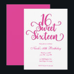 Convite Festa de Aniversário Sweet 16 Branco e Rosa<br><div class="desc">Personalize para o seu evento.</div>