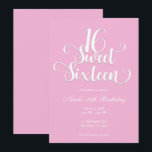 Convite Festa de Aniversário Sweet 16 Bubblegum Rosa e Bra<br><div class="desc">Personalize para o seu evento.</div>