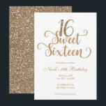 Convite Festa de Aniversário Sweet 16 Dourado e Branco com<br><div class="desc">personalize para o seu evento</div>