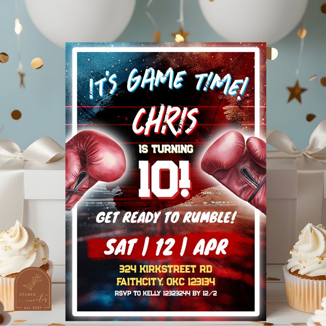 Convite Festa de Aniversário Tema Boxe Hora do Jogo (Criador carregado)