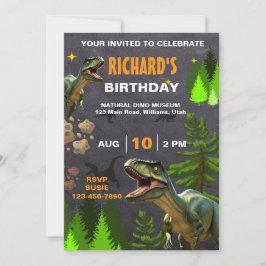 Convite Festa de Aniversário Tema Dinossauro Menino ou Men