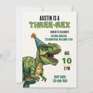 Convite Festa de Aniversário Tema Dinossauro Menino ou Men