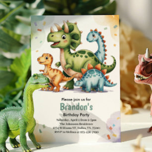 Convite Festa de Aniversário Tema Dinossauro para Crianças
