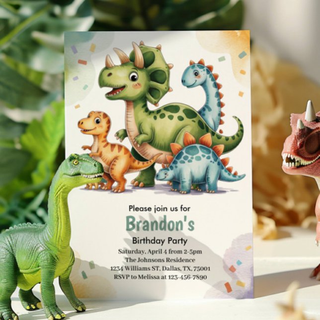 Convite Festa de Aniversário Tema Dinossauro para Crianças (Criador carregado)