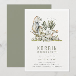 Convite Festa de aniversário Tema Dinossauro Pré-Histór