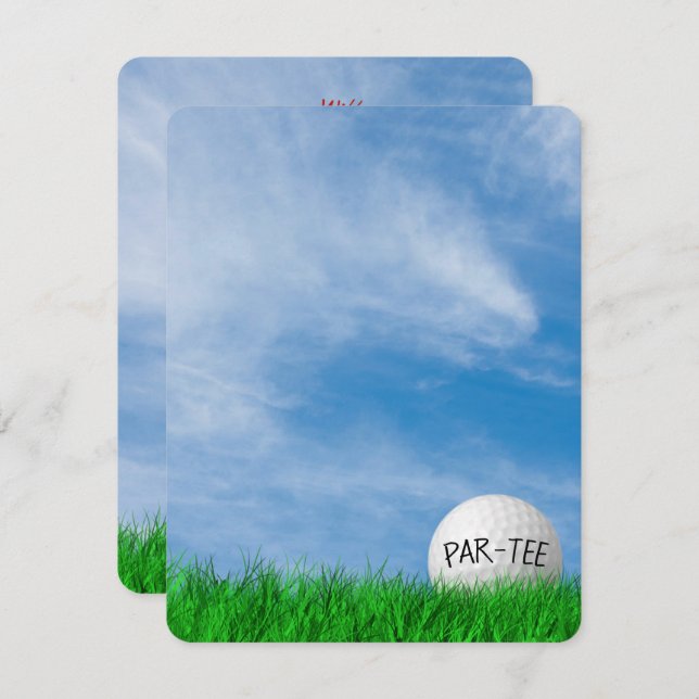 Convite Festa de Aniversário tema Golfe (Frente/Verso)