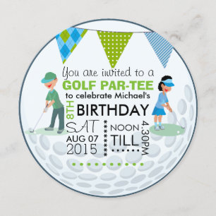 Convite Festa de Aniversário Tema Golfe Infantil Foto