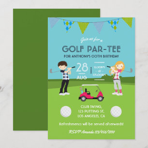 Convite Festa de Aniversário Tema Golfe Infantil Personali