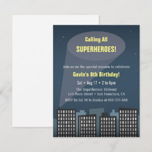 Convite Festa de Aniversário Tema Todos os Super-Heróis