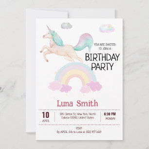Convite Festa de Aniversário Tema Unicórnio Engraçado para