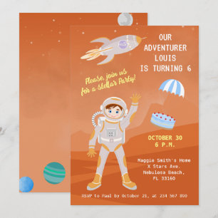 Convite Festa de aniversário temática de menino astronauta