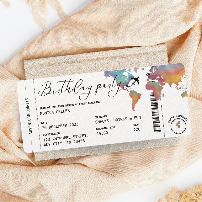 Convite Festa de Aniversário Temática de Viagens Com Cartã (Criador carregado)