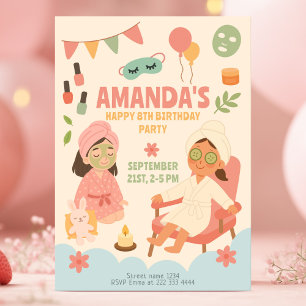 Convite Festa de aniversário temática Spa para raparigas