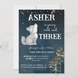 Convite Festa de aniversário temida de lobo pequeno