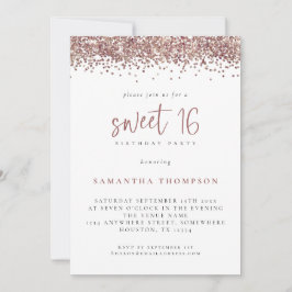 Convite Festa de aniversário Trendy Dourada Glitter Sweet 