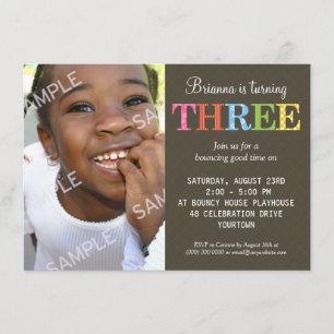 Convite Festa de aniversário três modelada